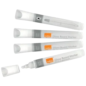 Nobo Glasbord Markers met Vloeibare Inkt en Ronde Punt, 4 stuks