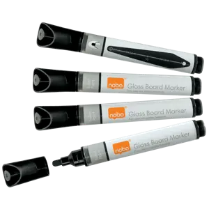 Nobo Glasbord Markers met Vloeibare Inkt en Ronde Punt, 4 stuks