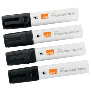 Nobo Glide  Whiteboard Markers, Grote beitelvormige punt, Pak van 4 stuks
