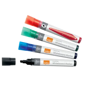Nobo Vloeibare Inkt Whiteboard Markers, Beitelvormige punt, Pak van 10 stuks