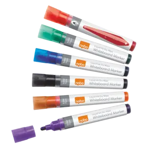 Nobo Liquid Ink™ valkotaulukynät pyöreä kärki 6 kpl blister-pakkaus